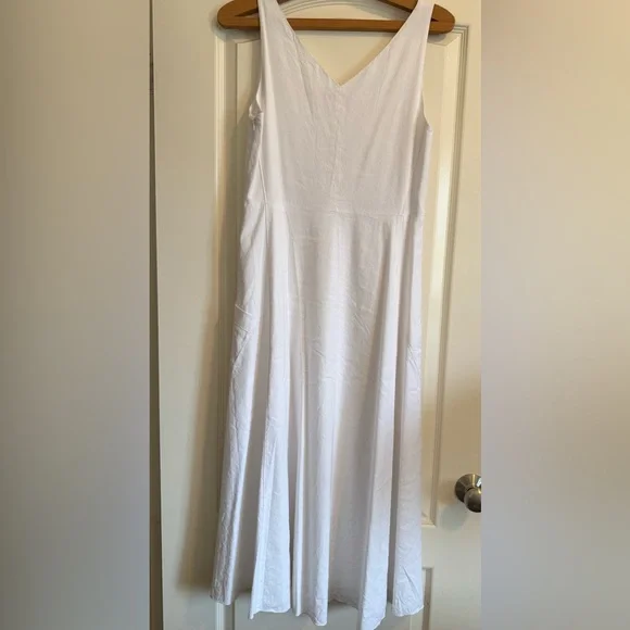 VINCE Linen Blend A-line Dress White Midi Size Small - Picture 7 of 10